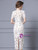 White Lace Short Sleeve V-neck Beading Mother Of The Bride Dress