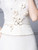 Beige White Chiffon Short Sleeve 3D Flower Mother Of The Bride Dress