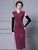 Burgundy V-neck Lace Pleats Mother Of The Bride Dress