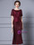Simple Burgundy Sequins Short Sleeve Mother Of The Bride Dress