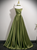 Formal Green Satin Strapless Pleats Prom Dress