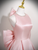 Pink Satin Backless Bow Beading Prom Dress