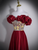 A-Line Burgundy Satin Off the Shoulder Sequins Prom Dress