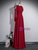 A-Line Burgundy High Neck Bow Prom Dress