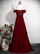 Burgundy Velvet Straps Bow Prom Dress