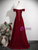 Burgundy Velvet Straps Bow Prom Dress