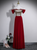 Burgundy Velvet Off the Shoulder 3D Flower Prom Dress