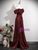 Pretty Burgundy Off the Shoulder Pleats Prom Dress