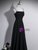 Black Spaghetti Straps Pleats Crystal Prom Dress
