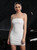 White Suspender Beaded Backless Evening Dress