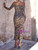 Mesh Printed Slim Long Evening Dress