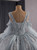 Gray Tulle Straps Long Sleeve Pearls Prom Dress
