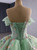 Green Ball Gown Tulle Off the Shoulder Appliques Prom Dress