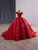 Red Sequins Ball Gown Beading Prom Dress