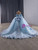 Light Blue Tulle Off the Shoulder Appliques Prom Dress