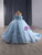 Light Blue Tulle Off the Shoulder Appliques Prom Dress