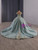 Ball Gown Blue Tulle Sequins Off the Shoulder Prom Dress