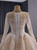Champagne Scoop Neck Tulle Sequins Long Sleeve Prom Dress