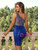 Royal Blue One Shoulder Sequins Dress