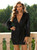 Black Sequins Long Sleeve V-neck Dress