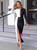 Fashion Long-sleeved Two-color Split Dress
