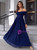 Navy Blue Long Sleeve Off the Shoulder Dress