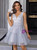Gray Tulle V-neck Sequins Short Party Dress