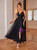 Black Tulle Sequins Split Party Dress
