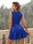 Royal Blue Sequins V-neck Short Dress