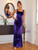 Purple Mermaid Velvet Straps Party Dress