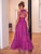 Fuchsia Tulle Halter Long Dress