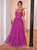Fuchsia Tulle Halter Long Dress
