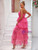 Fuchsia Tulle Strapless Long Dress
