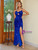Royal Blue Sequins Straps Split Party Dress