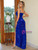 Royal Blue Sequins Straps Split Party Dress