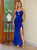 Royal Blue Sequins Straps Split Party Dress