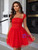 Red Tulle Backless Pleats Short Dress