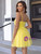 Yellow Tulle Straps Pleats Dress