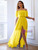 Yellow Chiffon Solid Color Off the Shoulder Party Dress