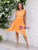 Orange One Shoulder Pleats Dress