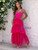Fuchsia Tulle Spaghetti Straps Tiers Party Dress