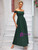 Green Off the Shoulder Split Long Dress