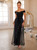 Black Tulle Sequins Off the Shoulder Party Dress