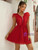Red Tulle V-neck Short Dress