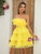 Yellow Tulle Strapless Short Party Dress