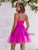 Fuchsia Tulle Straps Party Dress