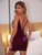 V-neck Sling Sequins Backless Dress