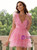 Pink V-neck Tulle Tiers Short Party Dress