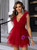 Pink V-neck Tulle Tiers Short Party Dress