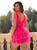 Pink V-neck Tulle Tiers Short Party Dress